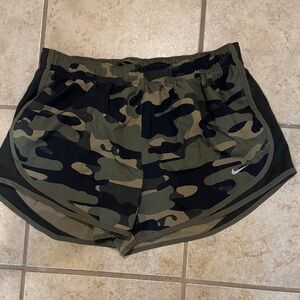 Nike Women's Athletic Camo Shorts - Black and Tan